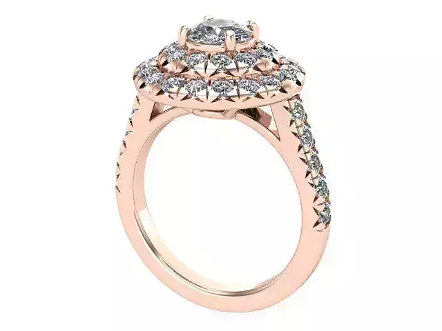 Two Rows Diamond Cushion ring