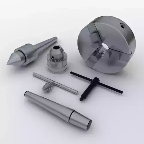 Lathe Parts - Chuck and Tailstock Low-poly 3D model