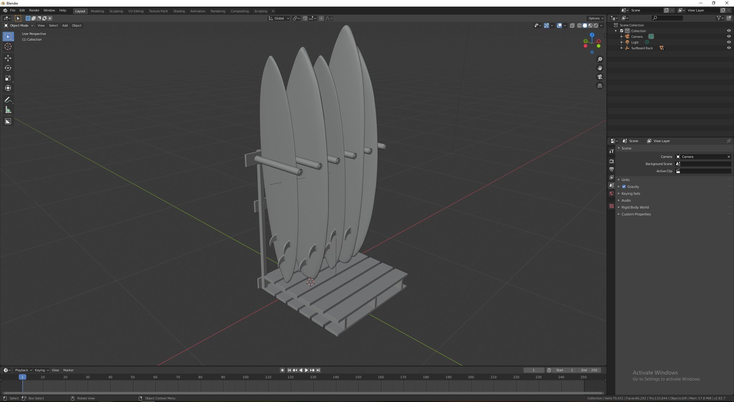 Surfboard Rack 3D model_17