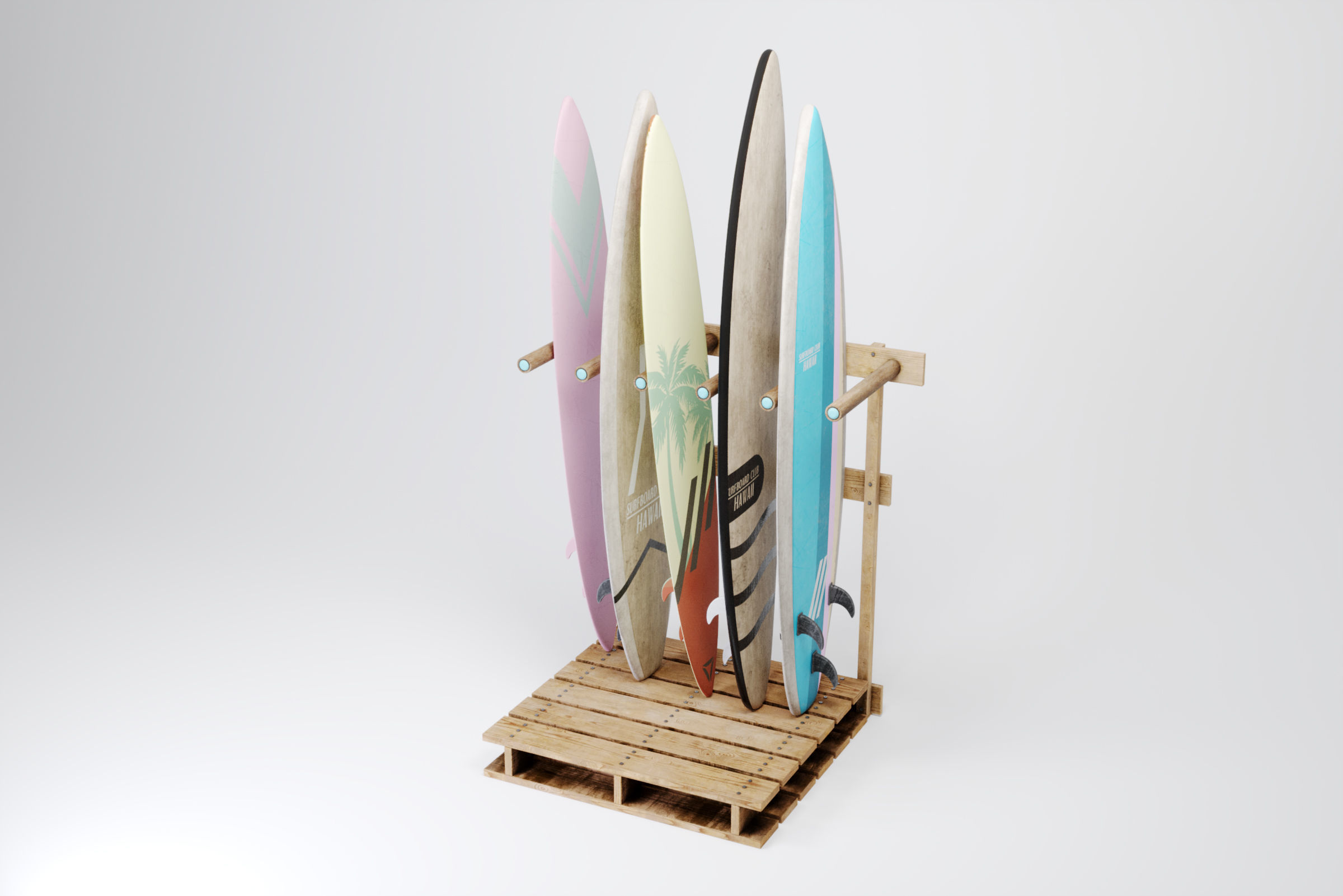 Surfboard Rack 3D model_3