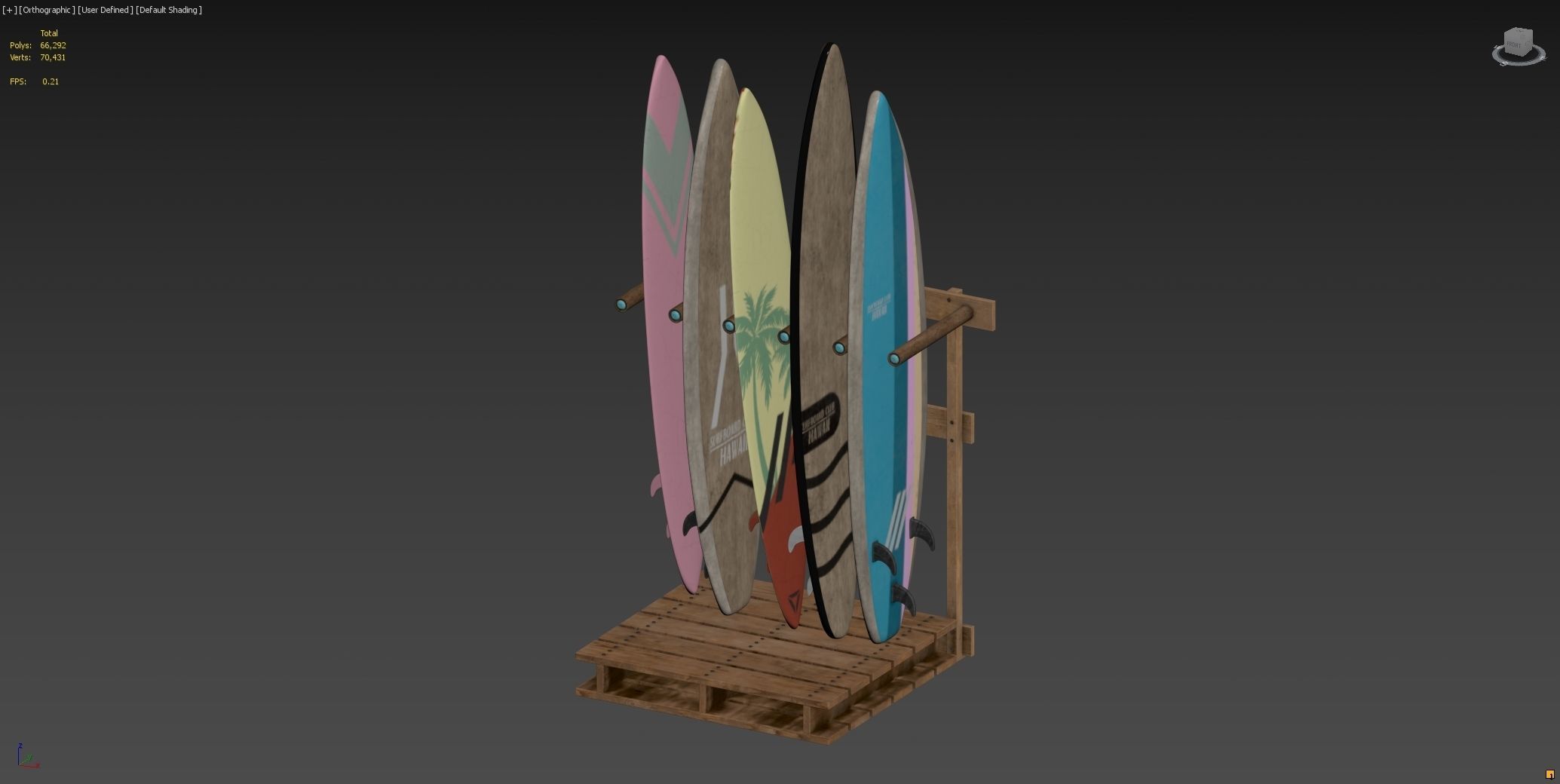 Surfboard Rack 3D model_8