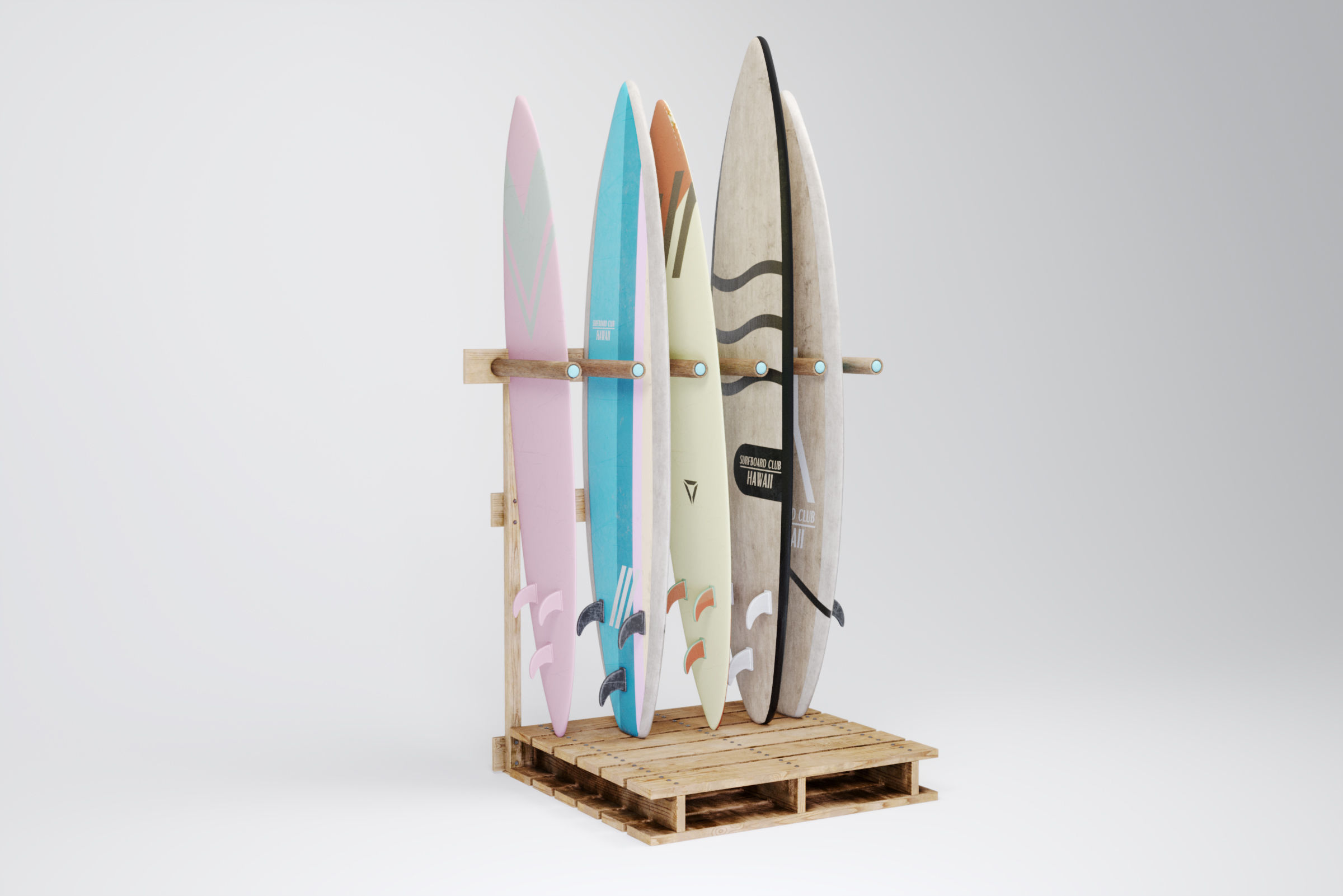 Surfboard Rack 3D model_4