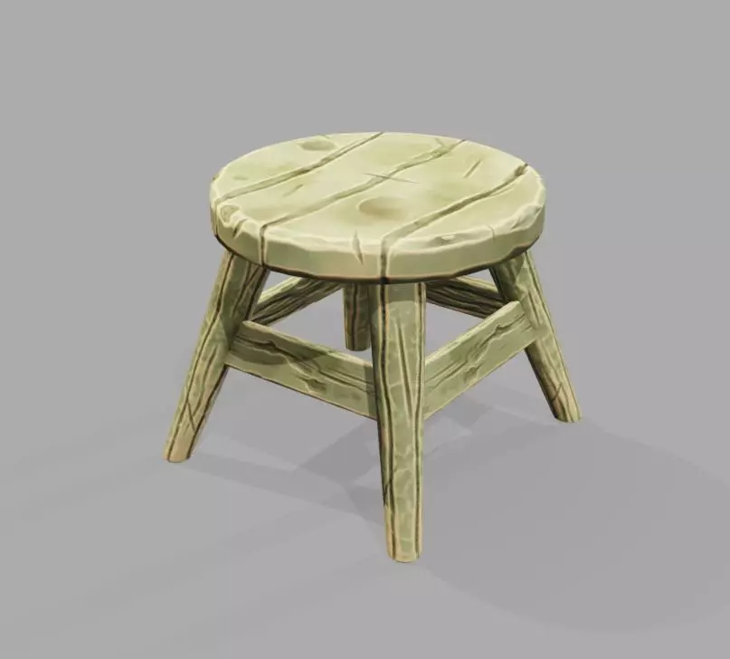 Stool Stylised 3D model Stylized Wood Stool VR / AR / low-poly | CGTrader