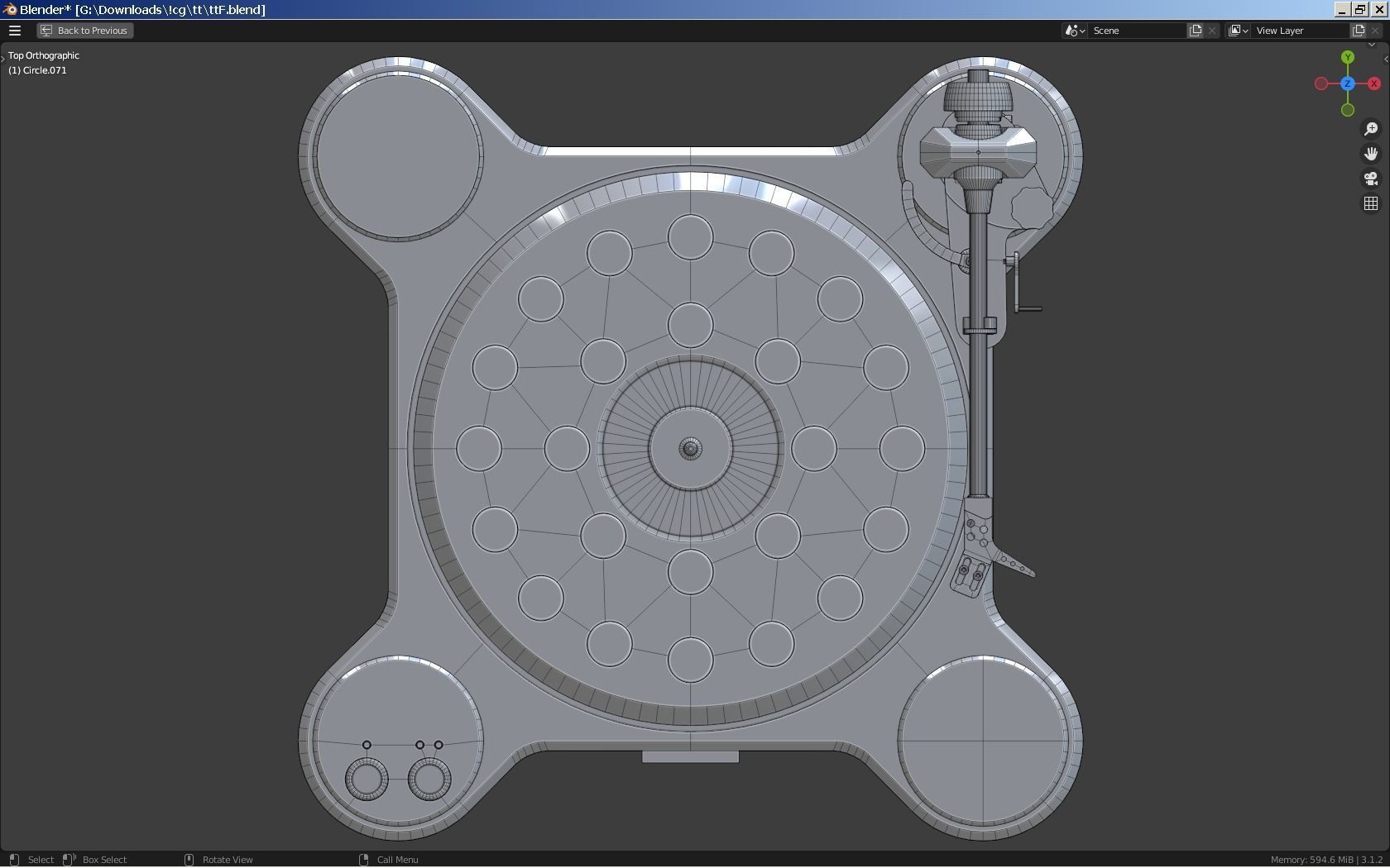 A turntable - gramophone - vinyl record player 3D model_9