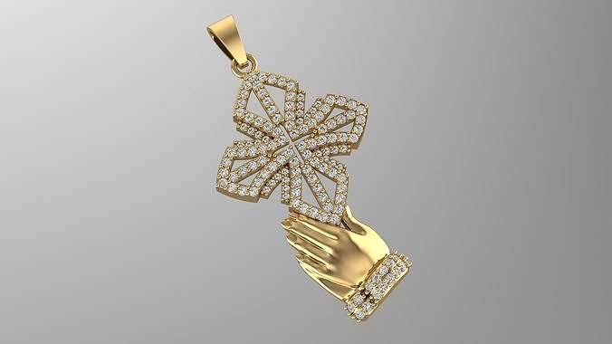cross with jesus hand 3D print model