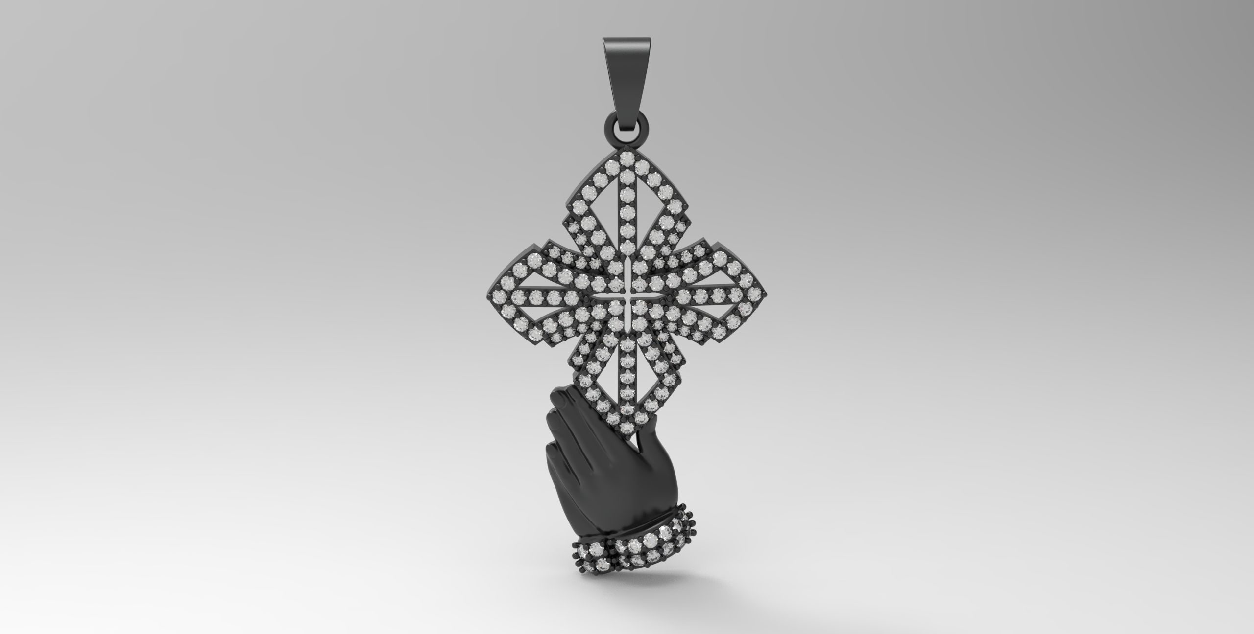 cross with jesus hand 3D print model_1
