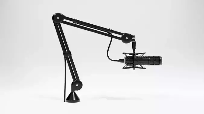 RODE Procaster Microphone with PSA1 Studio Boom Arm 3D model