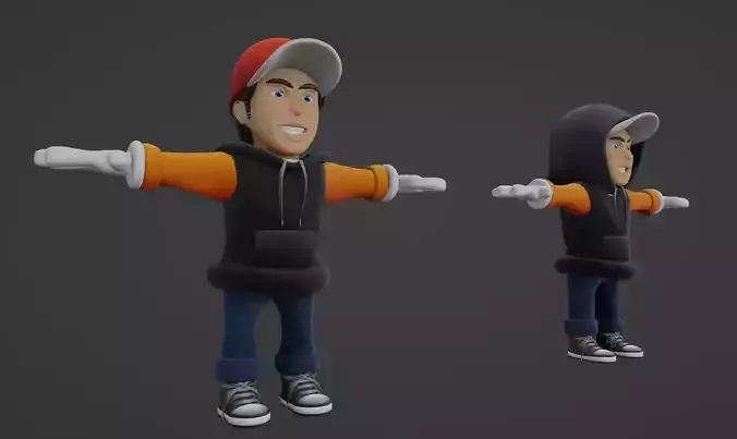 Cartoon Hoodie Character Not Rigged