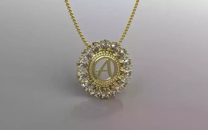 Classic Letter A Pendant - 3D Jewelry - PG-268