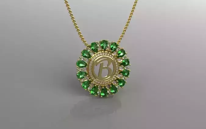 Classic Letter B Pendant - 3D Jewelry - PG-269