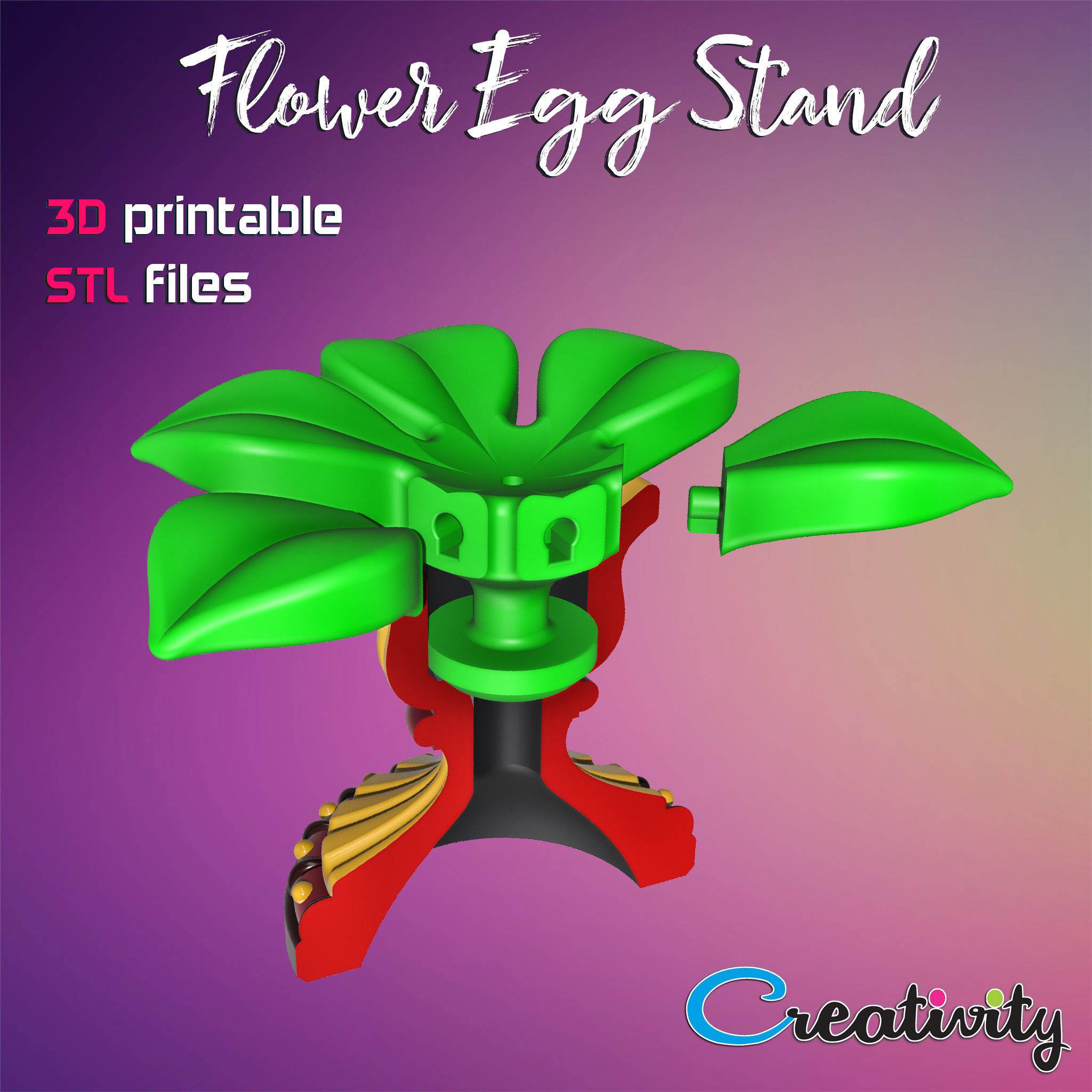 Flower Egg Stand 3D print model