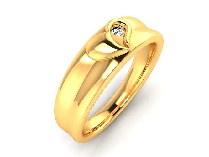 Solitaire Heart Ring 3DM Render Details 3D print model