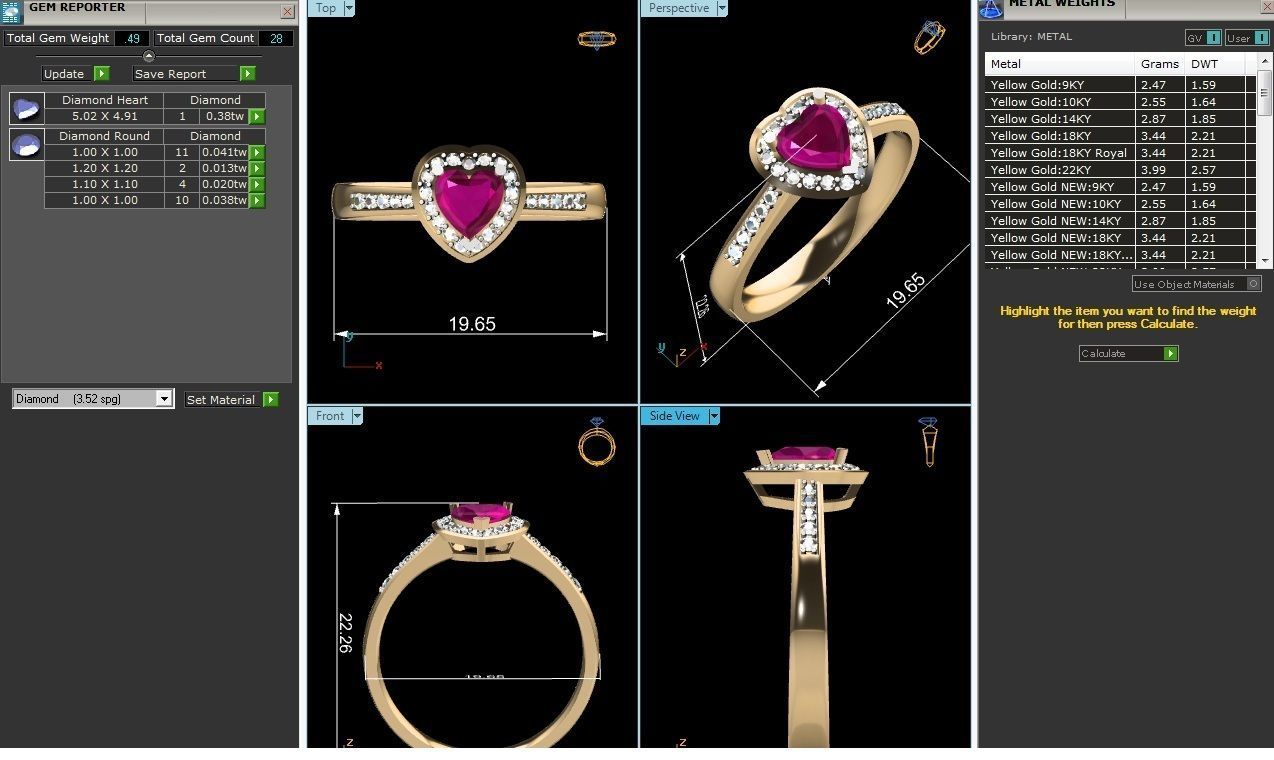 Solitaire Heart Rings 3DM STL OBJ FBX Render Details 3D print model_6