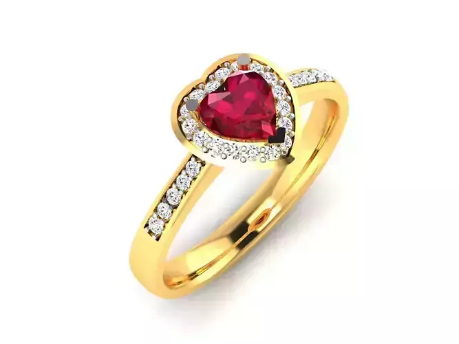 Solitaire Heart Rings 3DM STL OBJ FBX Render Details 3D print model