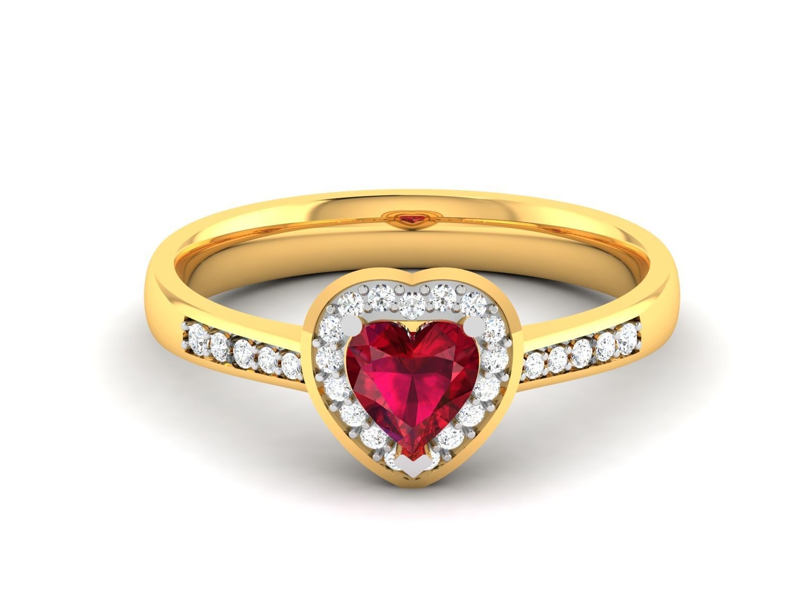 Solitaire Heart Rings 3DM STL OBJ FBX Render Details 3D print model_8