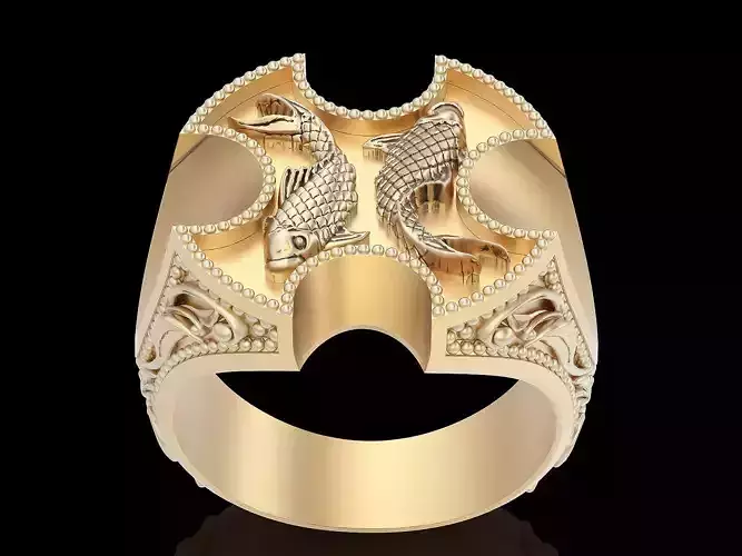 Fish ring silver gold  jewelry printable 3D model