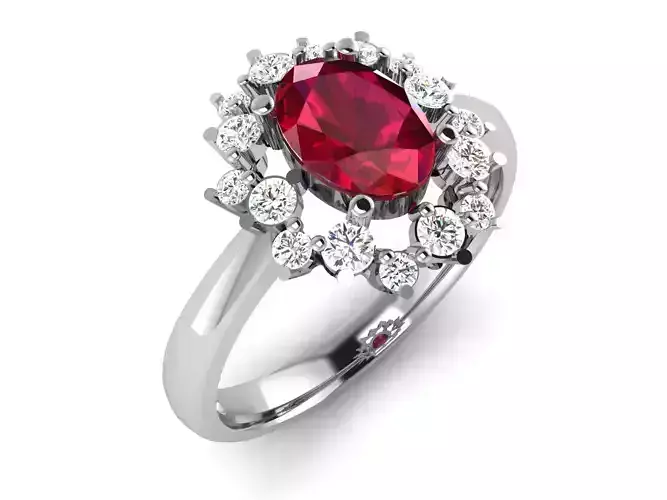 Solitaire Oval Ring 3DM STL OBJ FBX Render Details 3D print model
