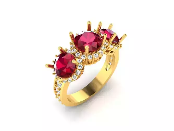 Solitaire Ring 3DM STL OBJ FBX Render Details