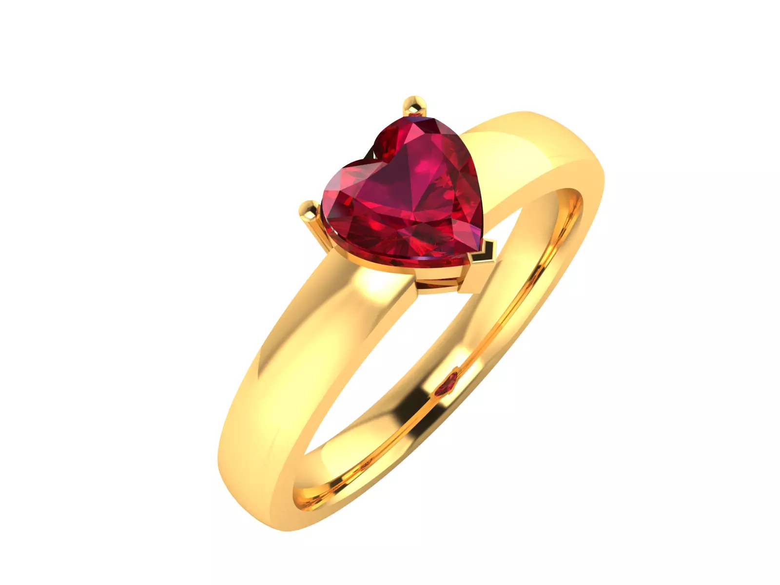 Solitaire Heart Stone Ring 3DM STL OBJ FBX Render Details 3D print model