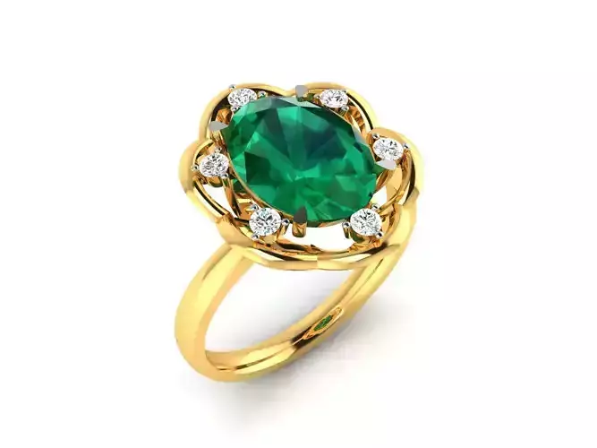 Solitaire Oval Ring 3DM STL OBJ FBX Render Details