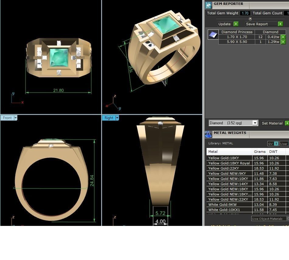 Solitaire Princess Ring 3DM STL OBJ FBX Render Details 3D print model_6