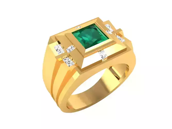 Solitaire Princess Ring 3DM STL OBJ FBX Render Details 3D print model