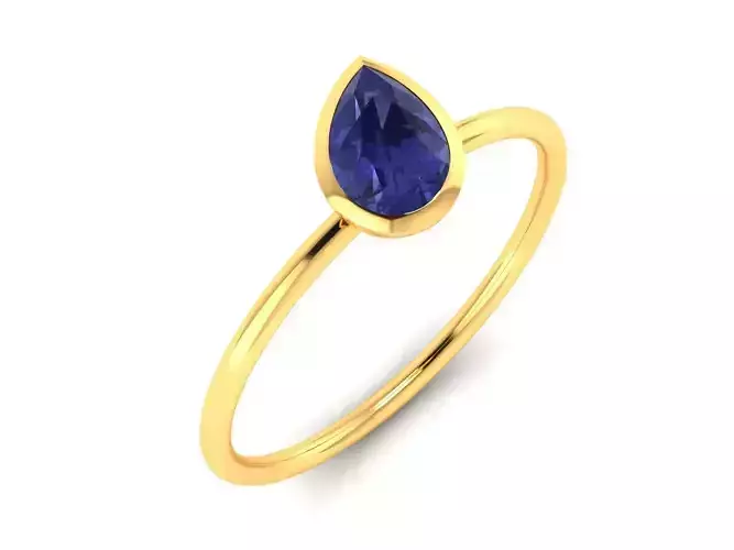 Solitaire Pear Stone Ring 3DM STL OBJ FBX Render Details 3D print model