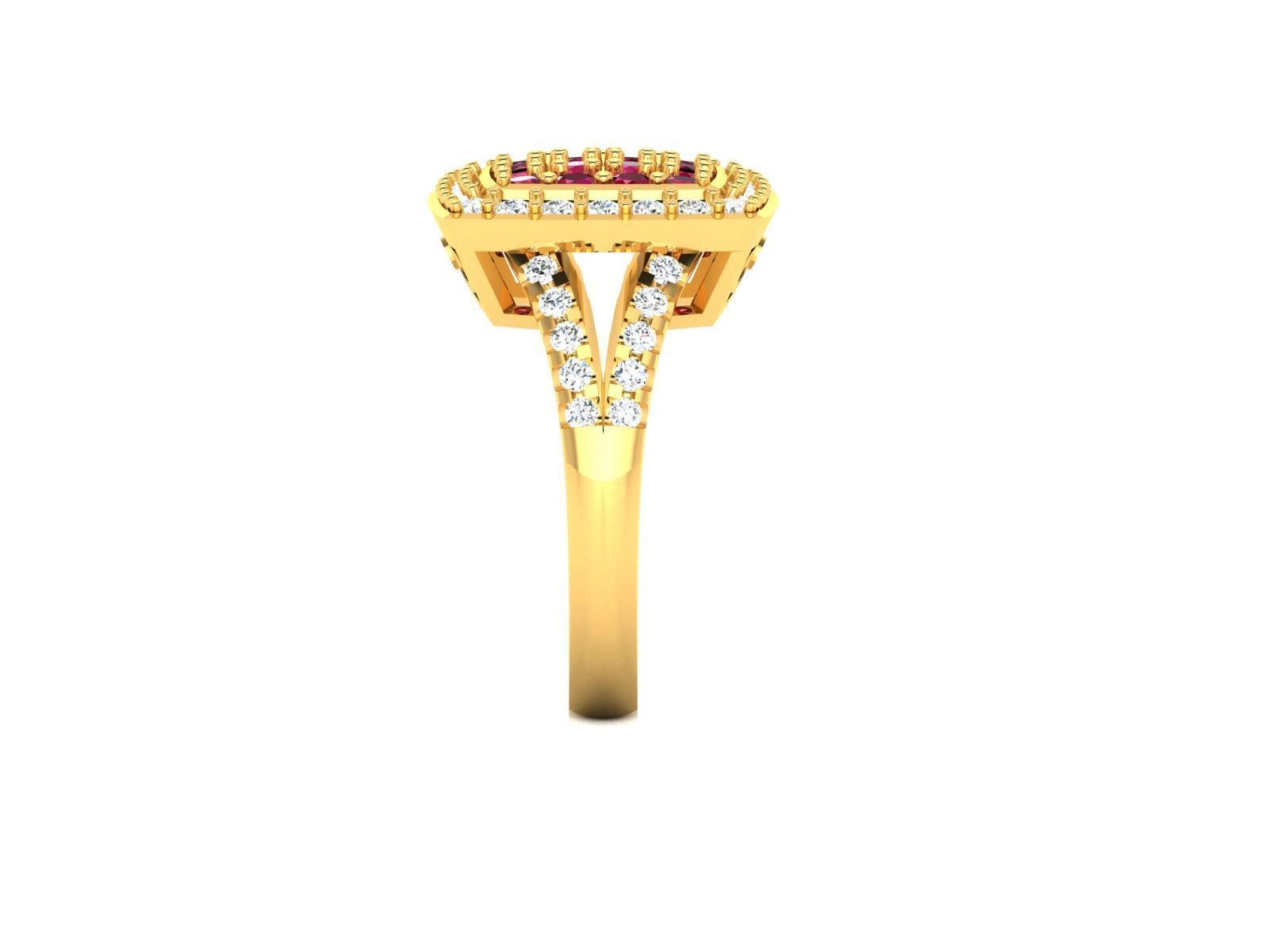 Solitaire Princess Stone Ring 3DM STL OBJ FBX Render Details 3D print model_5