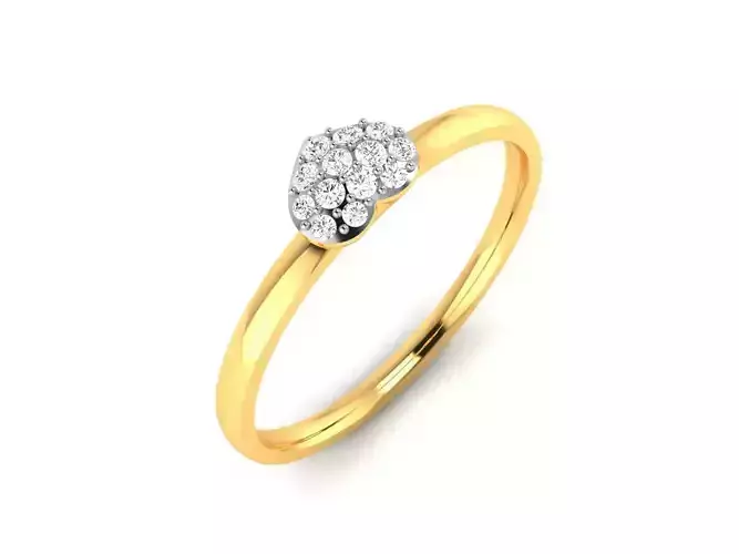 Solitaire Heart Ring 3DM STL OBJ FBX Render Details