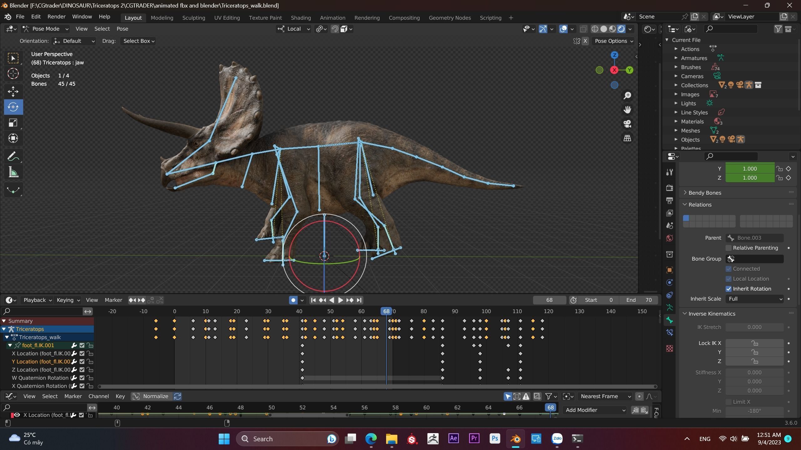 Triceratops dinosaur Low-poly 3D model_12
