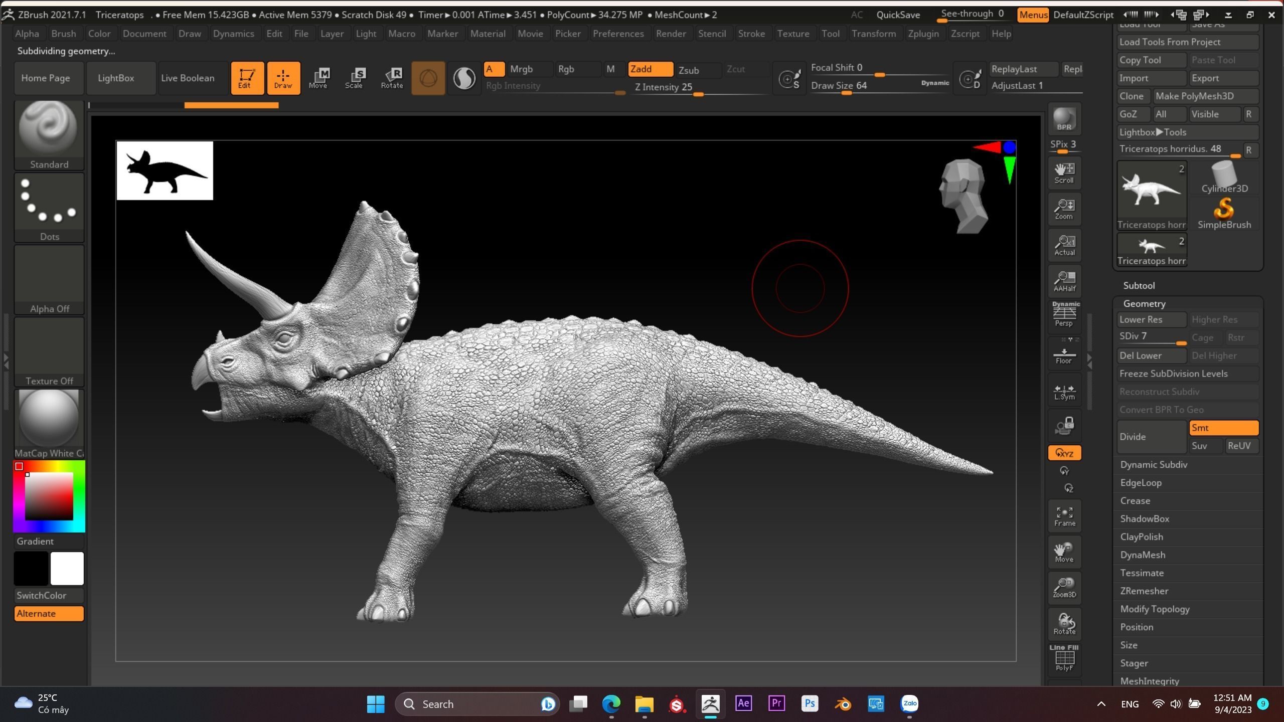 Triceratops dinosaur Low-poly 3D model_14