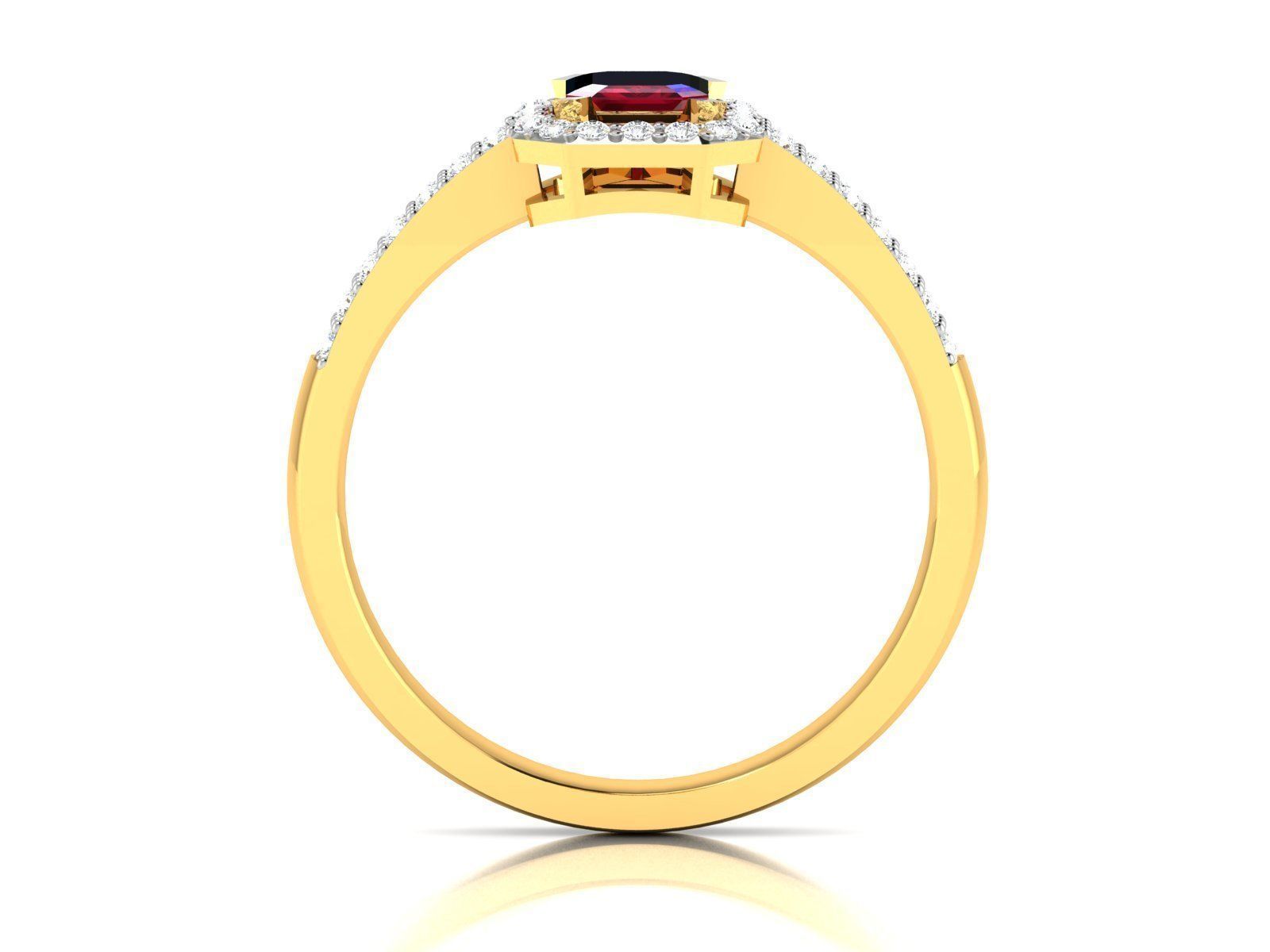 Solitaire Wedding Engagement Asscher Ring 3D print model_2
