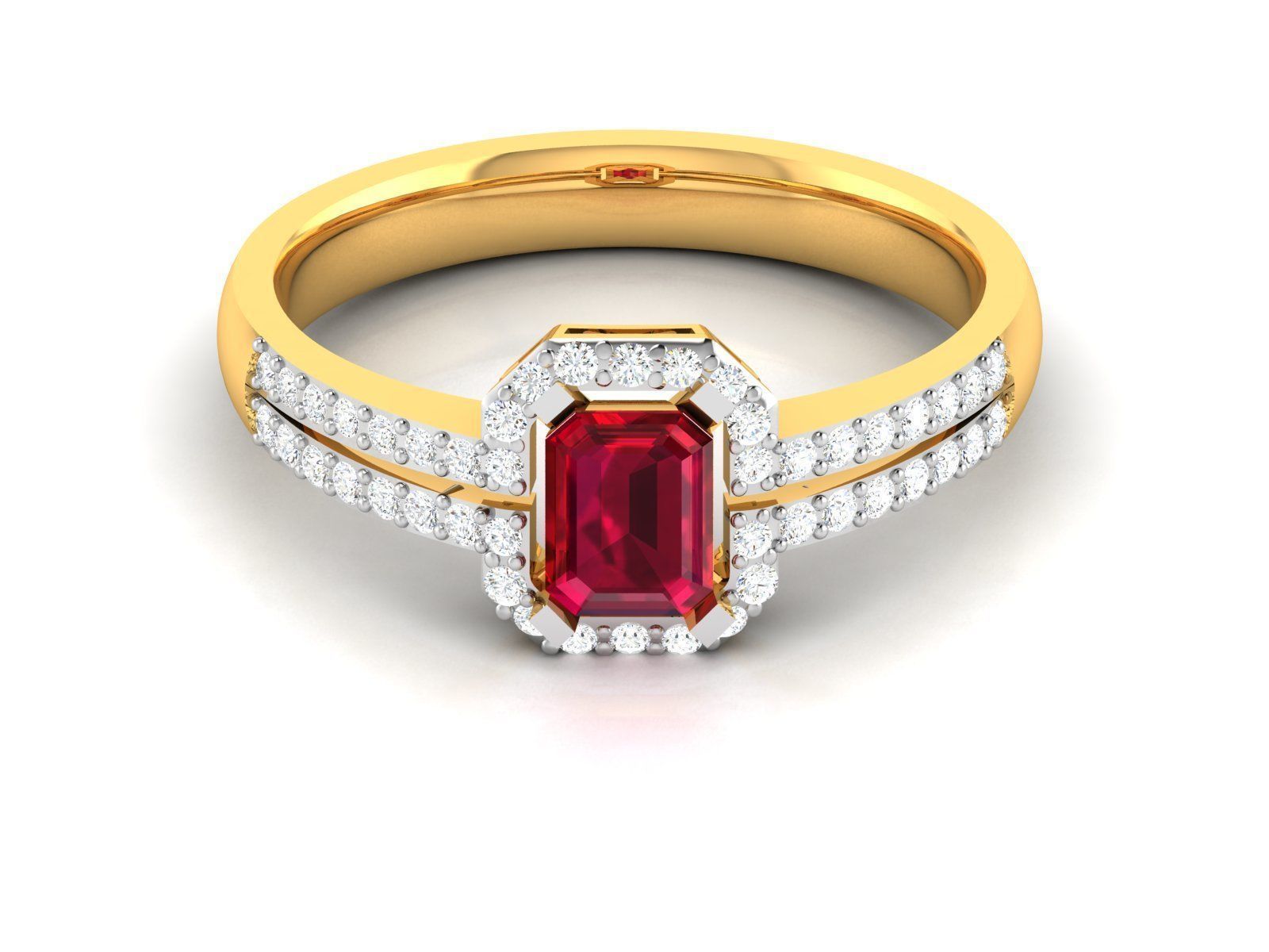 Solitaire Wedding Engagement Asscher Ring 3D print model_6