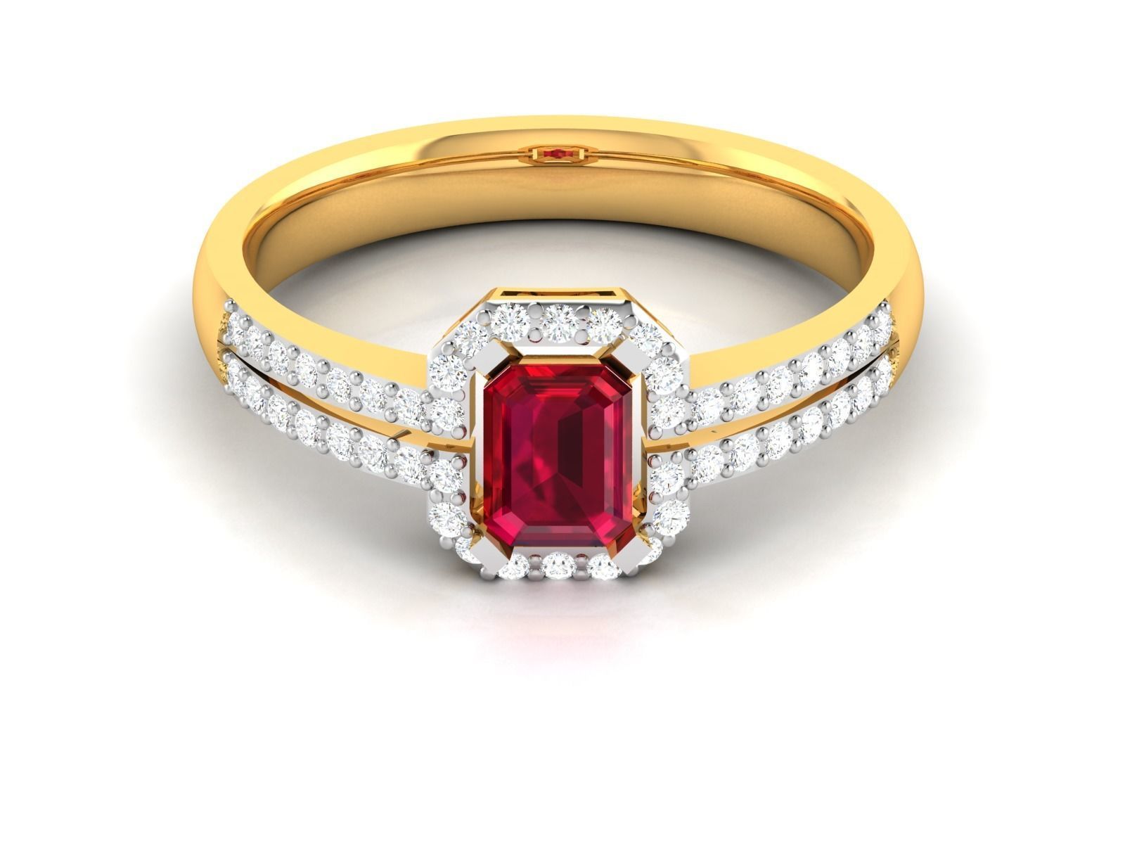 Solitaire Wedding Engagement Asscher Ring 3D print model_7