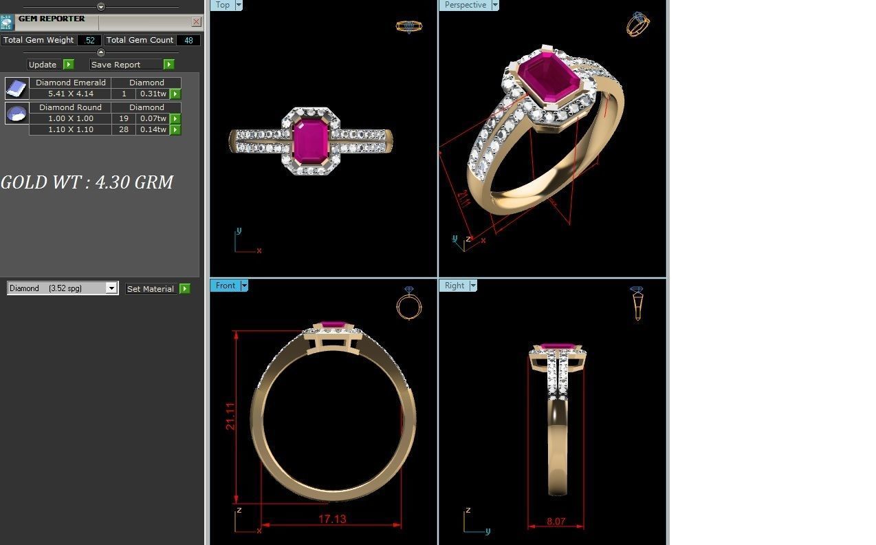Solitaire Wedding Engagement Asscher Ring 3D print model_8
