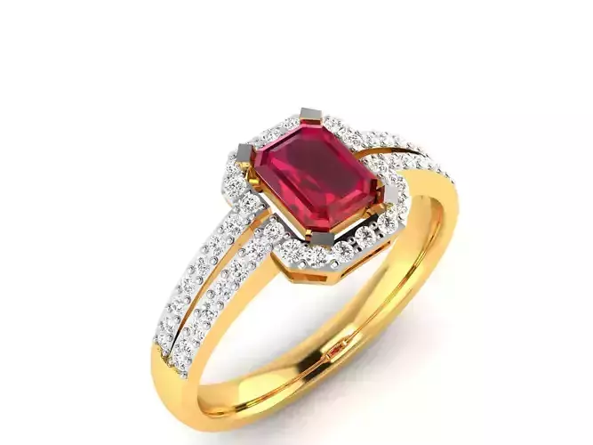 Solitaire Wedding Engagement Asscher Ring 3D print model