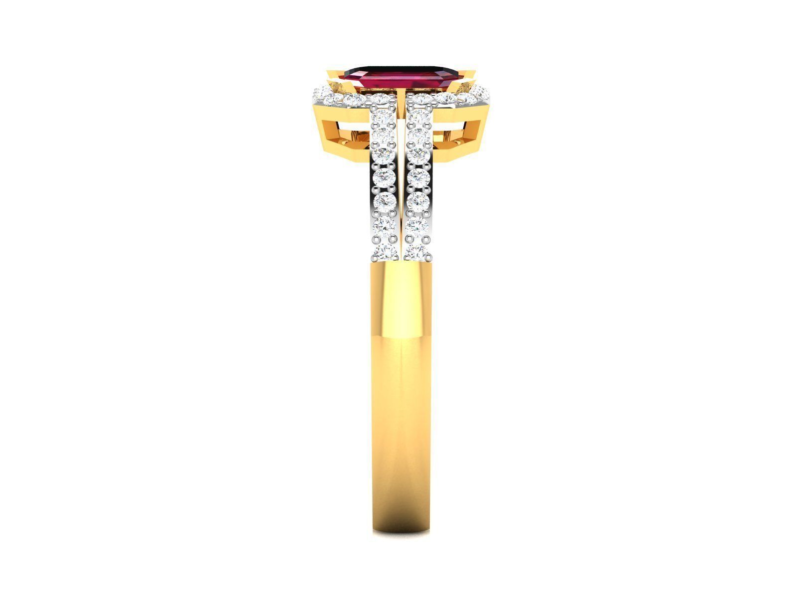 Solitaire Wedding Engagement Asscher Ring 3D print model_4