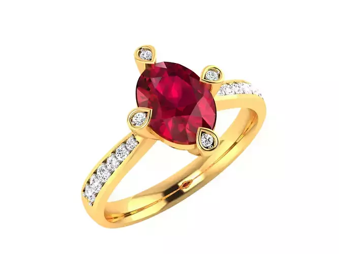Solitaire Wedding Engagement Oval Ring 3D print model