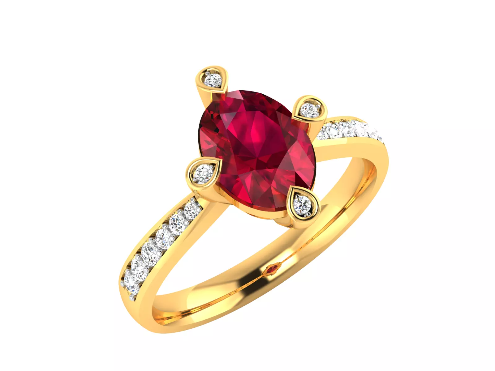 Solitaire Wedding Engagement Oval Ring 3D print model