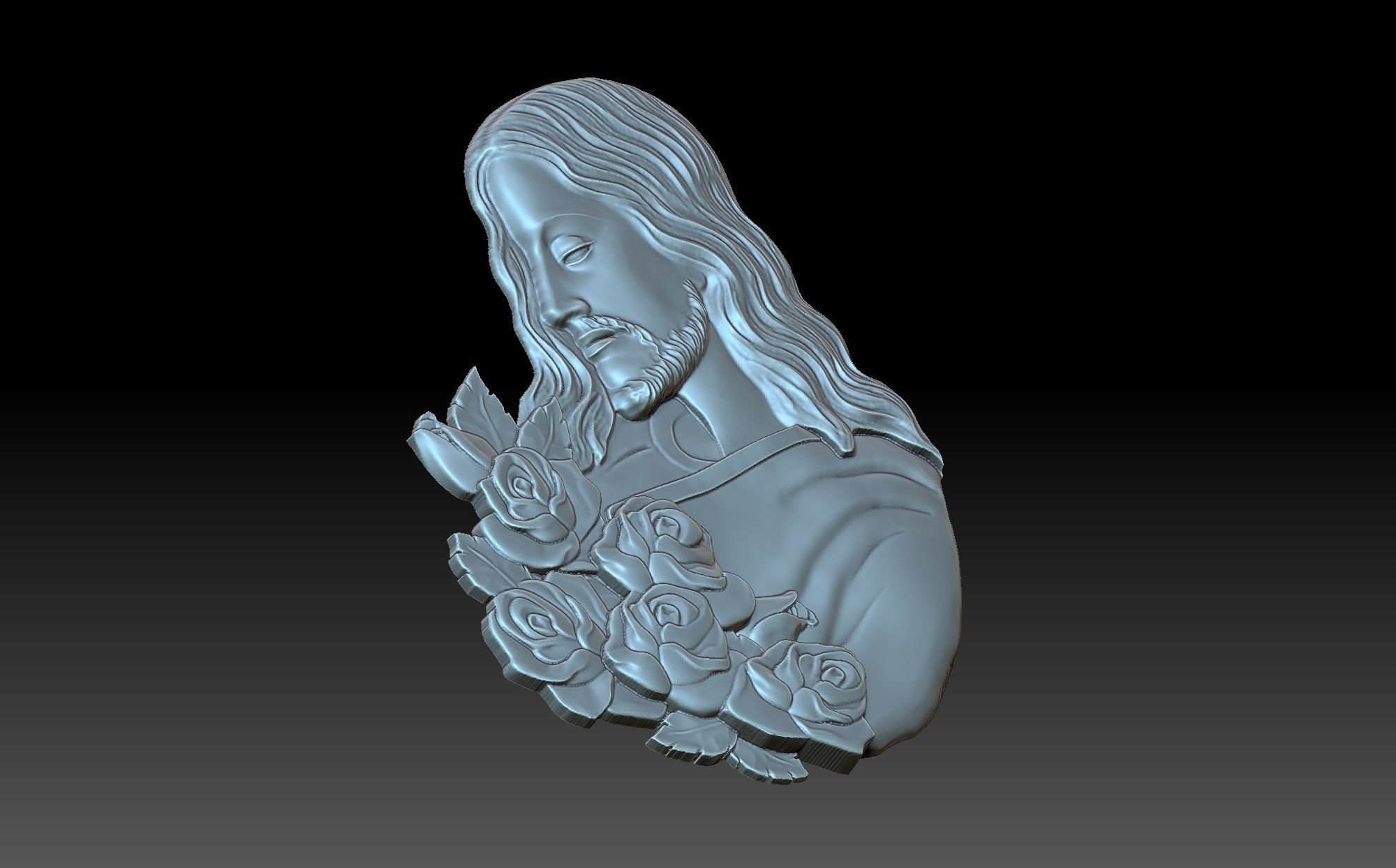 Jesus with flowers 3D print model_8