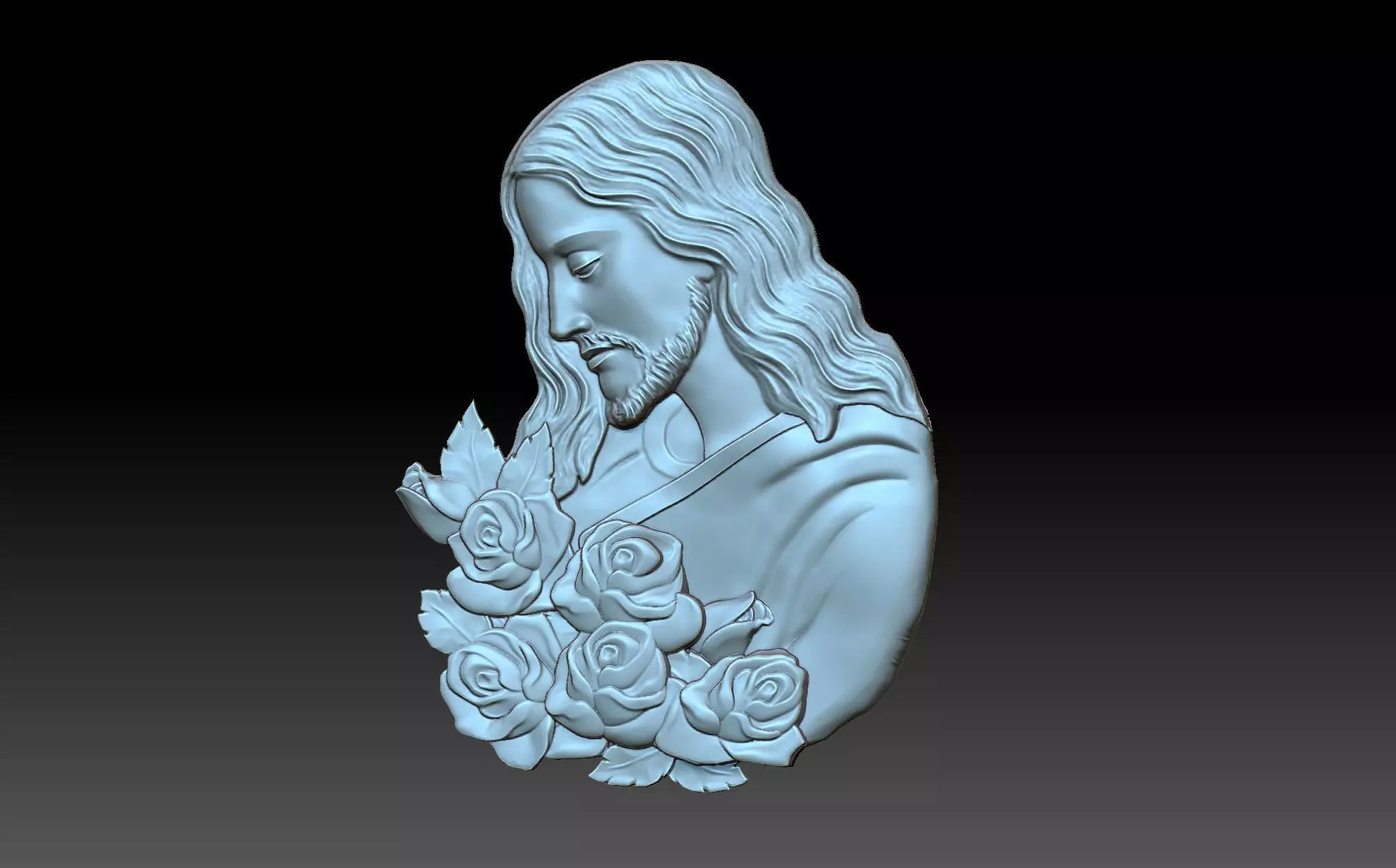 Jesus with flowers 3D print model_0