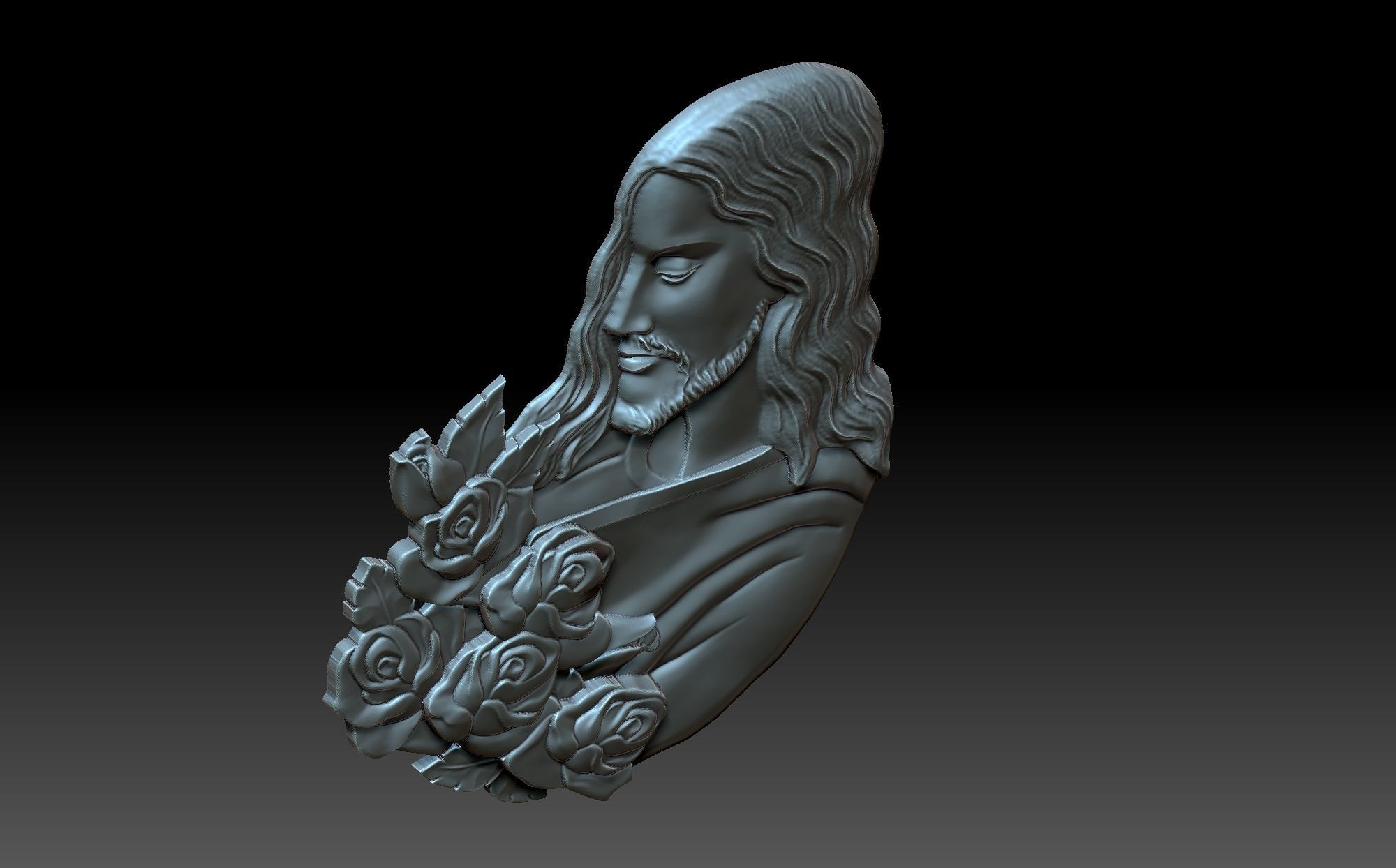 Jesus with flowers 3D print model_11