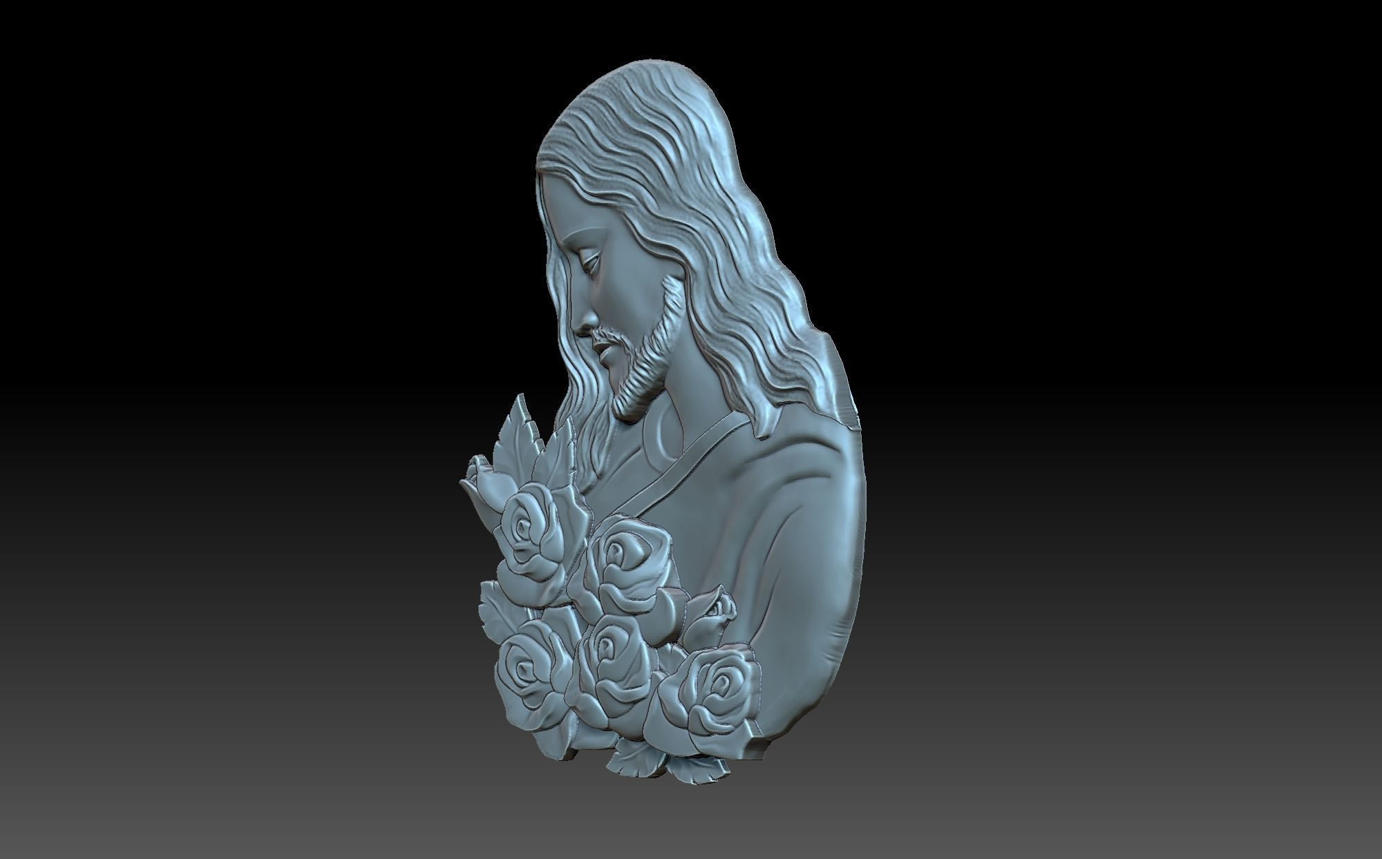 Jesus with flowers 3D print model_1