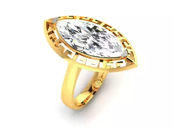 Solitaire Wedding Engagement Marquise Stone Ring 3D print model