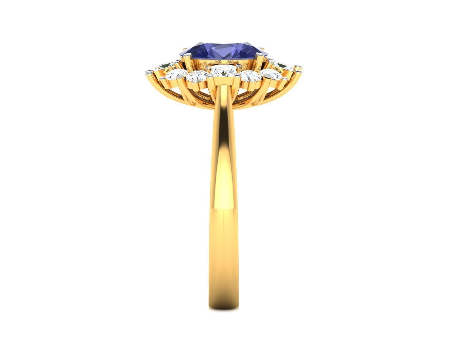 Solitaire Wedding Engagement Oval Ring 3D print model_4