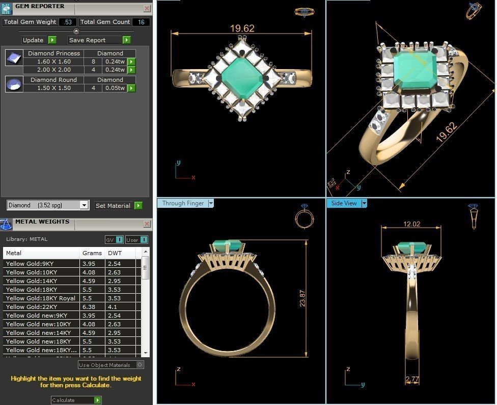 Solitaire Wedding Engagement Asscher Ring 3D print model_5