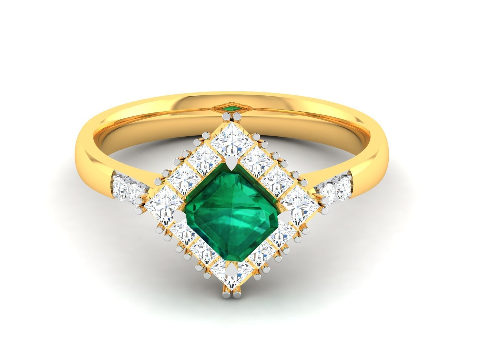 Solitaire Wedding Engagement Asscher Ring 3D print model_8
