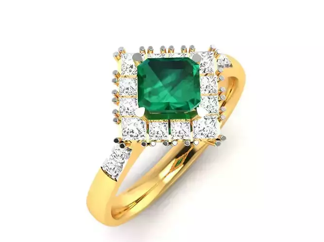 Solitaire Wedding Engagement Asscher Ring 3D print model
