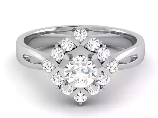 Solitaire Wedding Engagement Halo Ring 3dm STl OBJ FBX Details