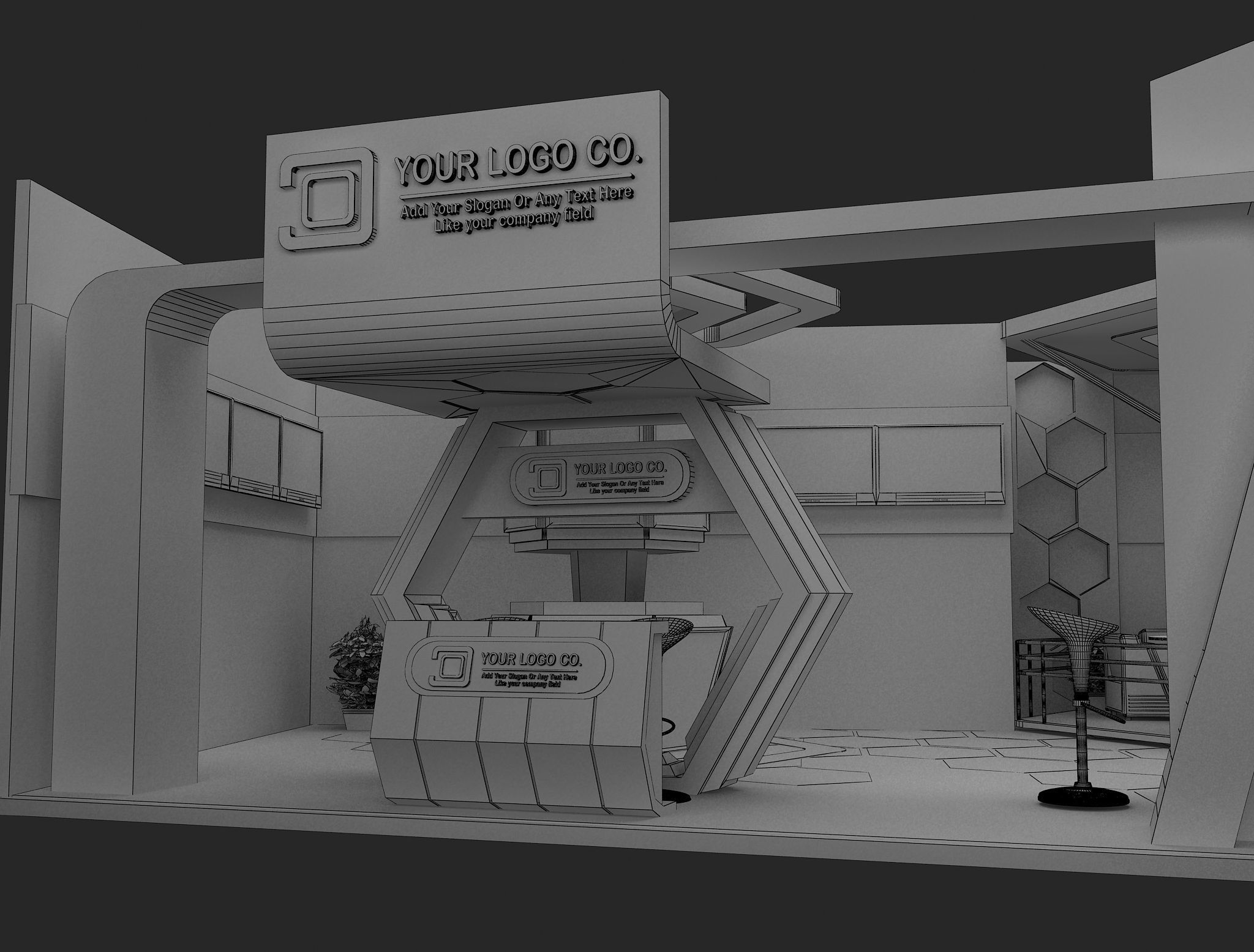 Booth Exhibition Stand a480a 3D model_21